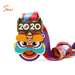 2020 year custom design colorful lion spinning medal