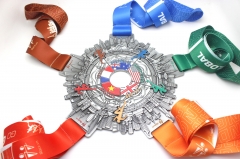 Custom logo 3D running country marathon medal with ribbon