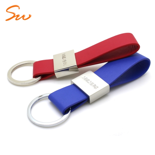 Custom Logo Personalized Promotional Metal Car Key Chains Business Leather Keyring